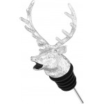 Amosfun Deer Head Wine Pourer Wine Aerator with Silicone Rubber Neck Bar Party Bottle Corks 3.74X2.55X2.55 Inches