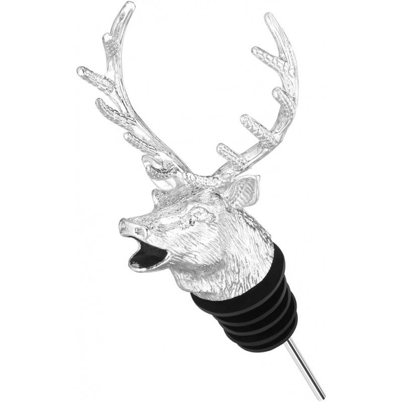 Amosfun Deer Head Wine Pourer Wine Aerator with Silicone Rubber Neck Bar Party Bottle Corks 3.74X2.55X2.55 Inches