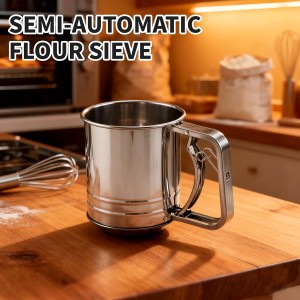 3 cups of stainless steel flour sieve, used for baking, flour filter is used for quickly screening the bread flour of corn tortillas, cocoa powder, coffee powder filter sieve