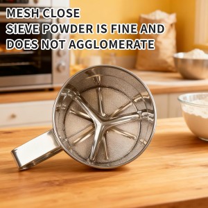3 cups of stainless steel flour sieve, used for baking, flour filter is used for quickly screening the bread flour of corn tortillas, cocoa powder, coffee powder filter sieve