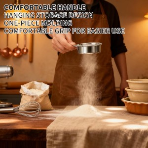 3 cups of stainless steel flour sieve, used for baking, flour filter is used for quickly screening the bread flour of corn tortillas, cocoa powder, coffee powder filter sieve