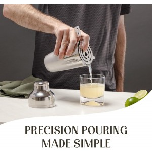 Mixology & Craft Cocktail Shaker Set with Bamboo Stand - Professional 18oz 10-Piece Bartender Kit - Complete Bar Set & Cocktail Mixer Kit for Home (Silver)