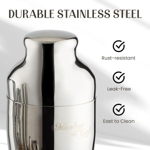 Mixology & Craft Cocktail Shaker Set with Bamboo Stand - Professional 18oz 10-Piece Bartender Kit - Complete Bar Set & Cocktail Mixer Kit for Home (Silver)