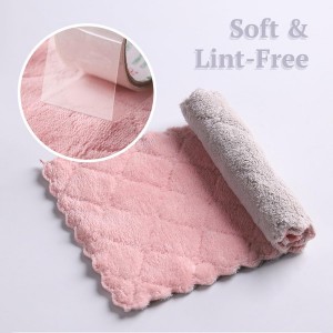 Microfiber Cleaning Cloths - Super Absorbent Streak-Free & Lint-Free Towels for Glass Kitchen & Home (Gray, Purple, Pink, Green) (6pcs)