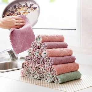 Microfiber Cleaning Cloths - Super Absorbent Streak-Free & Lint-Free Towels for Glass Kitchen & Home (Gray, Purple, Pink, Green) (6pcs)