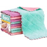 Microfiber Cleaning Cloths - Super Absorbent Streak-Free & Lint-Free Towels for Glass Kitchen & Home (Gray, Purple, Pink, Green) (6pcs)