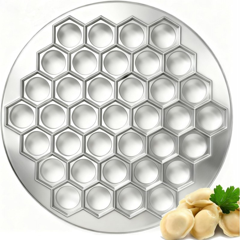 Russian Ravioli Maker Dumplings Mold,37 Holes Pelmeni Mold,Metal Siberian Pelmeni Meat Dumpling Maker Machine,Silver Ravioli Cutter,Handmade Dumpling Cutter Tools for Dumplings,Ravioli,Empanadas