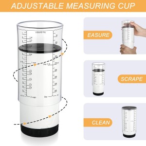 6 Pcs Adjustable Measuring Cup Set Include 2 Cup Measuring Cups 5 Pcs Measuring Spoons for Liquid Dry Semi-solid Ingredients, Metric Standard Units, Space-saving Kitchen Baking Tool