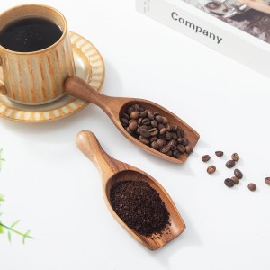 Wooden Coffee Scoops for Canisters - 2 PCS Large Measuring Spoons for Ground Coffee, Flour, Bath Salt, Laundry Detergent Acacia Wood Scoops for Jars Multi-Purpose Kitchen and Bath