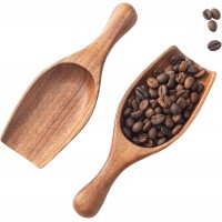 Wooden Coffee Scoops for Canisters - 2 PCS Large Measuring Spoons for Ground Coffee, Flour, Bath Salt, Laundry Detergent Acacia Wood Scoops for Jars Multi-Purpose Kitchen and Bath