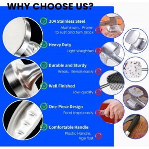 304 Stainless Steel Meat Pounder Tenderizer Tool, Solid Meat Pounder Flattener Comfort Handle, Heavy Duty Tenderizer Mallet for Steak, Beef, Chicken, Pork, Dishwasher Safe