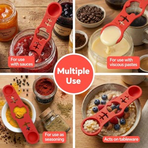 Silicone Magnetic Measuring Spoons, 2 Pack Coffee Measuring Spoons(4-size) - Equipped with strong N50 magnets – securely attach to any metal surface, Suitable for dry and liquid ingredients(RED)