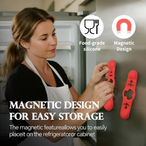 Silicone Magnetic Measuring Spoons, 2 Pack Coffee Measuring Spoons(4-size) - Equipped with strong N50 magnets – securely attach to any metal surface, Suitable for dry and liquid ingredients(RED)