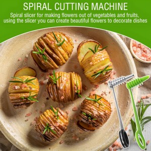 3PCS Spiral Cutter,Piranha Spiral Cutter,Potato Cutters Peelers,Stainless Steel&Plastic Flower Curler,Manual Spiral Slicer for Boiled Eggs,Tomato,Zucchini,Vegetables,Cucumbers and Carrots,Kitchen Tool