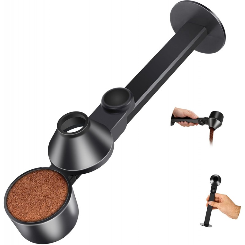 Coffee Scoop 2Tbsp & 51mm Espresso Tamper - BPA-Free PCTG Scoop Funnel, Fits K-Cups, Precise Measuring for Coffee/Protein/Powder/Hot Cocoa & Formula Dispensers (Black 1Pack)