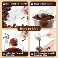 2Pcs Coffee Scoop Funnel 2Tbsp 51mm Espresso Tamper Kit, BPA-Free PCTG Dishwasher Safe, Fits K-Cup Reusable Pods/Espresso Machine, Coffee/Protein/Powder, Upgraded Combo Transparent, 2 Models A&B