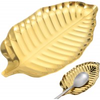 Stove Spoon Holder,Versatile Leaf Spoon Rest, Stainless Steel Spoons Rests,Heat-resistant,Durable, for Cooking Utensils Jewelry Ring Plate Necklace Bracelet Stand Tray Storage Box,Gold