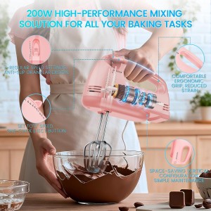 Hand Mixer Electric, Small Food Mixer 7 Speeds Handheld Blender, 304 *(2* Beater, 2*Dough Hook) Kitchen Blender for Cream, Cookies, Dishwasher Safe