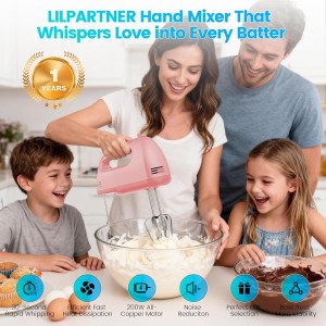 Hand Mixer Electric, Small Food Mixer 7 Speeds Handheld Blender, 304 *(2* Beater, 2*Dough Hook) Kitchen Blender for Cream, Cookies, Dishwasher Safe