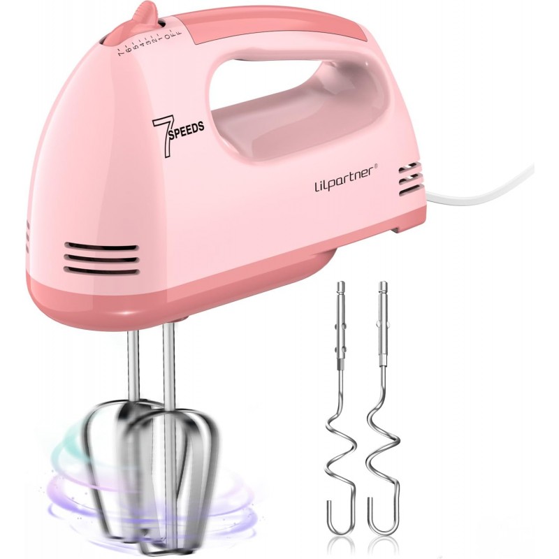 Hand Mixer Electric, Small Food Mixer 7 Speeds Handheld Blender, 304 *(2* Beater, 2*Dough Hook) Kitchen Blender for Cream, Cookies, Dishwasher Safe