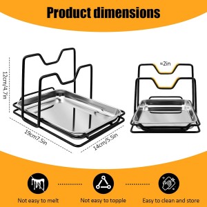 Pot Lid Holder While Cooking with 304 Stainless Steel Drip Tray, Lid and Spoon Rest, Multifunctional Countertop Organizer for Kitchen Spoon and Spatula While Cooking