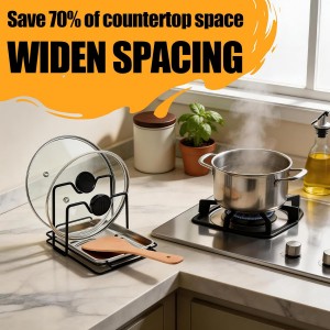 Pot Lid Holder While Cooking with 304 Stainless Steel Drip Tray, Lid and Spoon Rest, Multifunctional Countertop Organizer for Kitchen Spoon and Spatula While Cooking