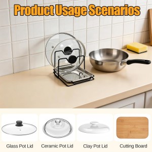 Pot Lid Holder While Cooking with 304 Stainless Steel Drip Tray, Lid and Spoon Rest, Multifunctional Countertop Organizer for Kitchen Spoon and Spatula While Cooking