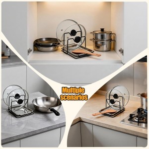 Pot Lid Holder While Cooking with 304 Stainless Steel Drip Tray, Lid and Spoon Rest, Multifunctional Countertop Organizer for Kitchen Spoon and Spatula While Cooking