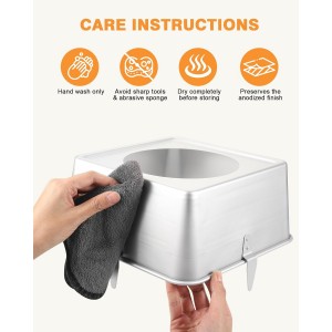 Roicaholy Square Angel Food Cake Pan with Removable Bottom, 9.5 Inch Aluminum Alloy Tube Pan with Cooling Feet, 24-Cup Capacity for Chiffon and Sponge Cakes