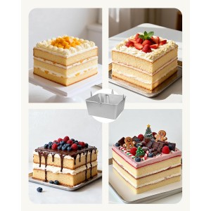 Roicaholy Square Angel Food Cake Pan with Removable Bottom, 9.5 Inch Aluminum Alloy Tube Pan with Cooling Feet, 24-Cup Capacity for Chiffon and Sponge Cakes