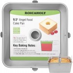 Roicaholy Square Angel Food Cake Pan with Removable Bottom, 9.5 Inch Aluminum Alloy Tube Pan with Cooling Feet, 24-Cup Capacity for Chiffon and Sponge Cakes