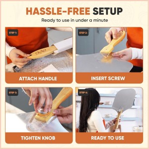 Aluminum Pizza Peel & Stainless Steel Rocker Cutter Set – 12×14 Inch Pizza Paddle with Foldable Wooden Handle, Storage Bag Included, Lightweight Pizza Spatula for Home & Outdoor Pizza Ovens