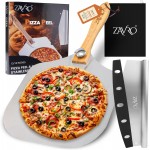 Aluminum Pizza Peel & Stainless Steel Rocker Cutter Set – 12×14 Inch Pizza Paddle with Foldable Wooden Handle, Storage Bag Included, Lightweight Pizza Spatula for Home & Outdoor Pizza Ovens