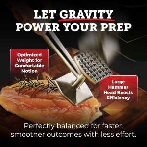 Lightyear Meat Hammer 304 Stainless Steel Meat Tenderizer Tool, Kitchen Mallet for Cooking, Ice Cracking, Shellfish Prep, Crush Spices and Nuts with Ease - All Metal Food Hammer for Daily Use
