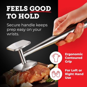 Lightyear Meat Hammer 304 Stainless Steel Meat Tenderizer Tool, Kitchen Mallet for Cooking, Ice Cracking, Shellfish Prep, Crush Spices and Nuts with Ease - All Metal Food Hammer for Daily Use