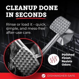 Lightyear Meat Hammer 304 Stainless Steel Meat Tenderizer Tool, Kitchen Mallet for Cooking, Ice Cracking, Shellfish Prep, Crush Spices and Nuts with Ease - All Metal Food Hammer for Daily Use