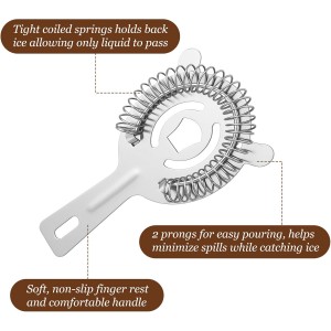 16 Pcs Stainless Steel Cocktail Strainer, 5.71 Inches Silver Bar Tool for Filtering Drinks for Bartenders Mixologists Home and Restaurant Use