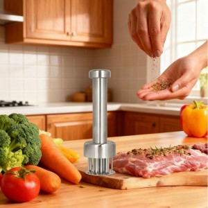 Meat Tenderizer Tool with 21 Sharp Needles,304 Stainless Steel,Retractable Safety Guard,Meat Piercing for Tenderizing Steak,Beef,Chicken,Pork,Turkey,Perfect for BBQ & Marinating,Dishwasher Safe