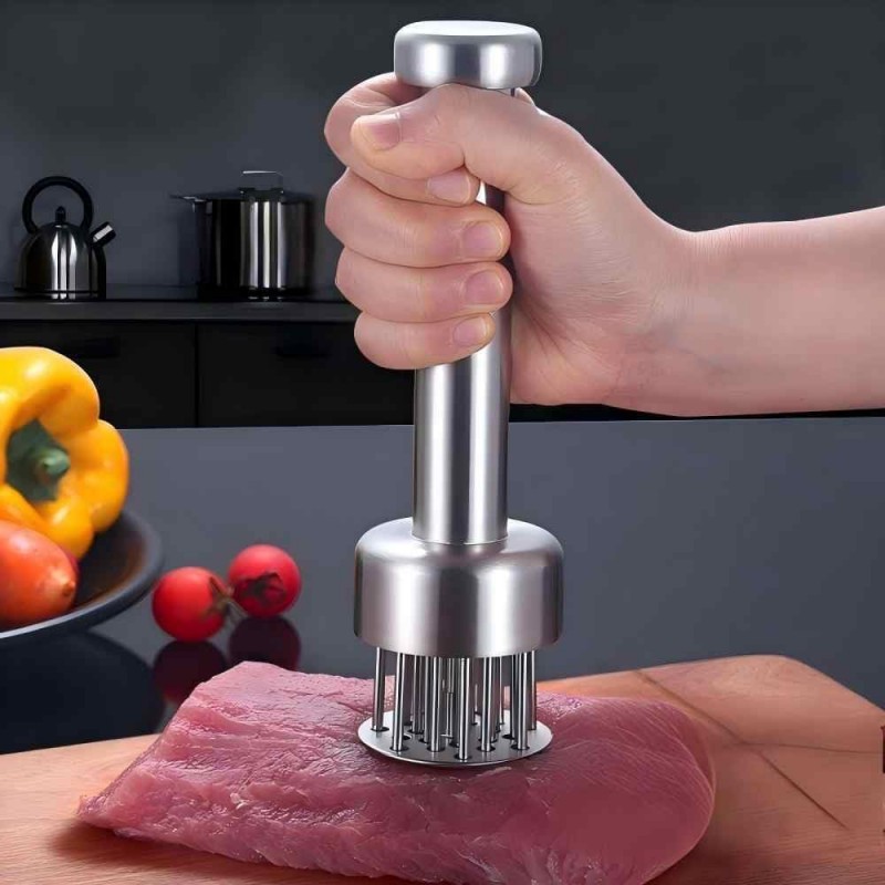 Meat Tenderizer Tool with 21 Sharp Needles,304 Stainless Steel,Retractable Safety Guard,Meat Piercing for Tenderizing Steak,Beef,Chicken,Pork,Turkey,Perfect for BBQ & Marinating,Dishwasher Safe