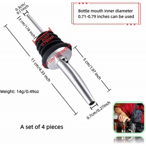 4PCS Premium Wine and Oil Pourer Set, 304 Stainless Steel Pour Spouts for Liquor & Oil - Reusable, Dishwasher Safe, Precision Flow Control, Leak-Proof Seal, Fit Most Wine & Whiskey Bottles (XS)