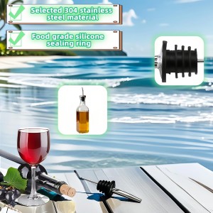 4PCS Premium Wine and Oil Pourer Set, 304 Stainless Steel Pour Spouts for Liquor & Oil - Reusable, Dishwasher Safe, Precision Flow Control, Leak-Proof Seal, Fit Most Wine & Whiskey Bottles (XS)
