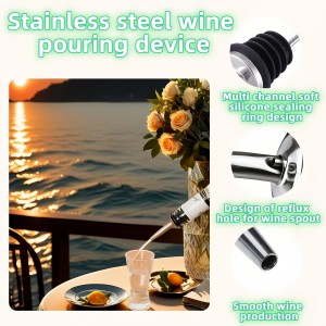 4PCS Premium Wine and Oil Pourer Set, 304 Stainless Steel Pour Spouts for Liquor & Oil - Reusable, Dishwasher Safe, Precision Flow Control, Leak-Proof Seal, Fit Most Wine & Whiskey Bottles (XS)