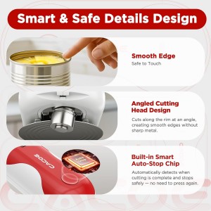CACOE Automatic Smart Electric Can Opener with Auto Stop & USB-C Charging - Cordless Can Opener for Elderly and Arthritic Users for Seniors & Arthritis, Effortless One-Touch Open (red)