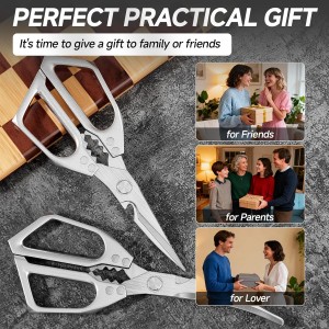 2-Pack Heavy Duty Stainless Steel Kitchen Scissors-All Purpose Heavy Duty Poultry Shears for Meat,Chicken Bones and Turkey,Dishwasher Safe Sharp Japanese Cooking Shears, Gifts for Women