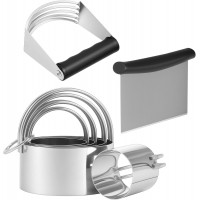 Stainless Steel Biscuit Cutter Set, Ergonomic Pastry Scraper and Dough Blender with Non Slip Grip for Biscuits Pie Cookies(style 1)