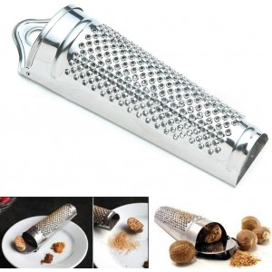 Nutmeg Grater Stainless Steel Upgraded Lemon Zester & Cheese Grater, Ginger Garlic Nut Walnut Lemon Hand Planer Tool Professional Kitchen Tool(COLOR:Silver)