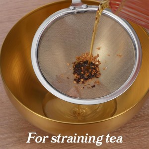 Stainless Steel Fat Skimmer Spoon 4” Fine Mesh Strainer with 9” Heat-Resistant Handle Grease Strainer Spoon Fat Separator for Cooking Frying Quinoa Soup Miso Foam Grease