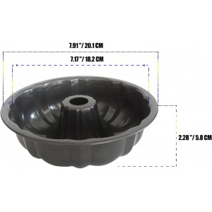 7 Inch Fluted Tube Cake Pan, Carbon Steel Round Tube Baking Pans, Small Kugelhopf Pan Pound Cake Mold for Cakes, Bread, Flan, 2 PCS, Black Color