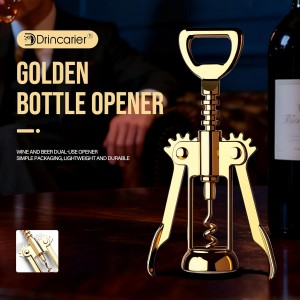 Gold Wine Opener, Zinc Alloy Premium Wing Corkscrew with Multifunctional Bottles Opener, Sharp Wine Corkscrew