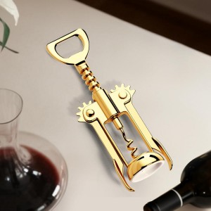 Gold Wine Opener, Zinc Alloy Premium Wing Corkscrew with Multifunctional Bottles Opener, Sharp Wine Corkscrew